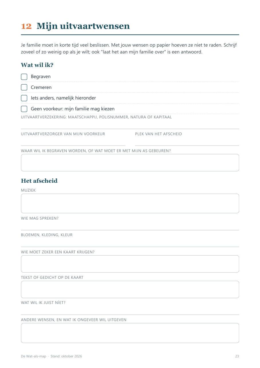 Pagina: mijn uitvaartwensen